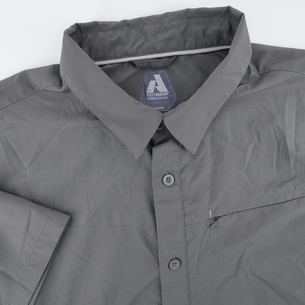 Eddie Bauer First‎ Ascent Ripstop Button Down Gray Short Sleeve Mens L